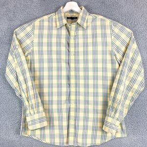 🔥Banana Republic Shirt Mens Medium Yellow Plaid Dress/ Casual 100% Cotton 🔥